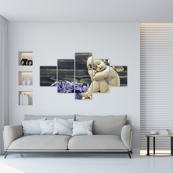 Obraz anioła z kwiatem (125x70 cm)