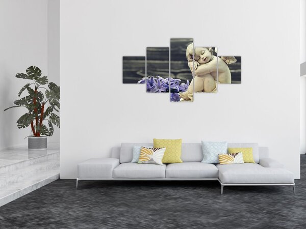 Obraz anioła z kwiatem (125x70 cm)
