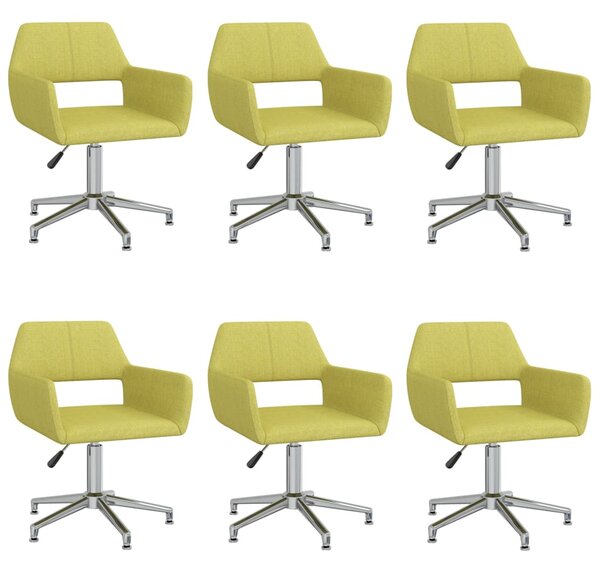 Obrotowe krzesła stołowe, 6 szt., zielone, tkanina