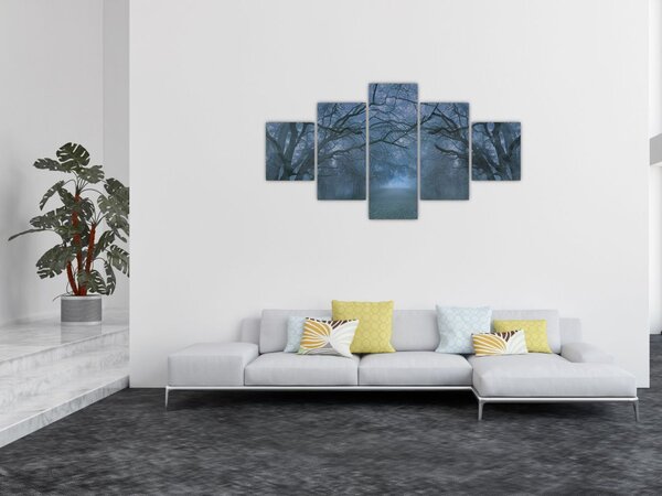 Obraz lasu we mgle (125x70 cm)