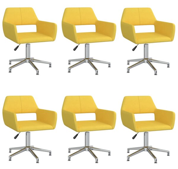Obrotowe krzesła do jadalni, 6 szt., żółte, tkanina