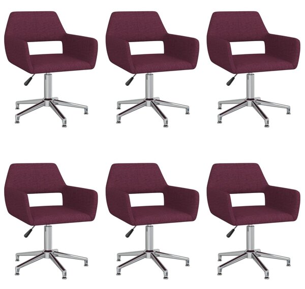 Obrotowe krzesła stołowe, 6 szt., fioletowe, obite tkaniną