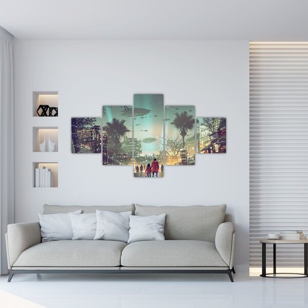 Obraz - miasto w przyszłości (125x70 cm)
