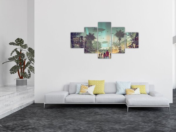 Obraz - miasto w przyszłości (125x70 cm)