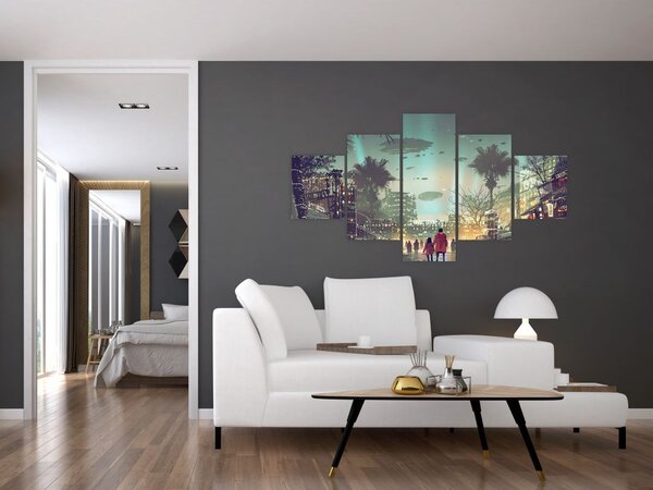 Obraz - miasto w przyszłości (125x70 cm)