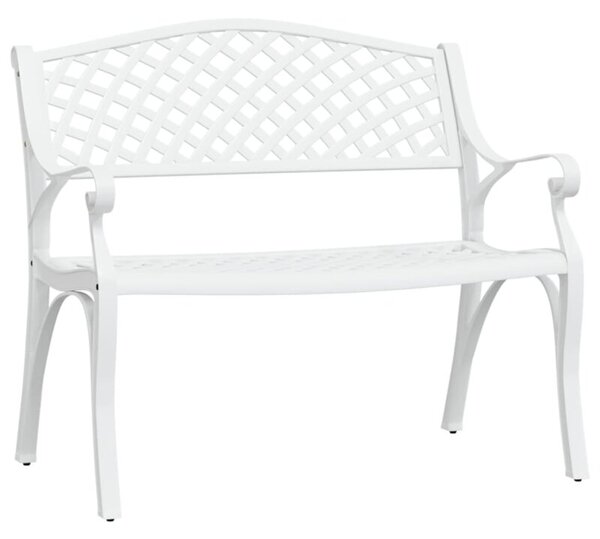 Ławka ogrodowa, 102 cm, odlew aluminium, biała