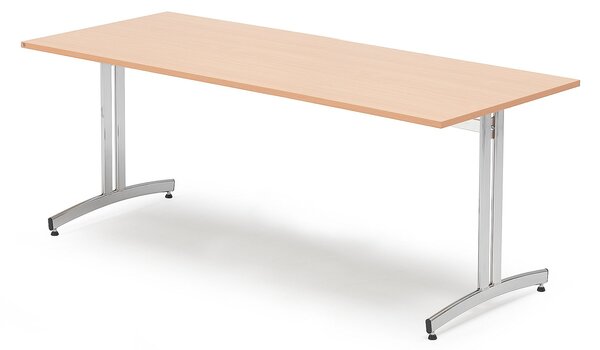 Stół do stołówki SANNA, 1800x800x720 mm, laminat, buk, chrom