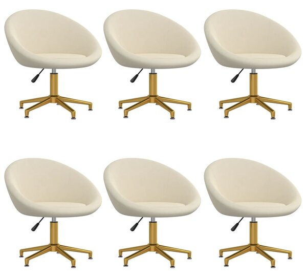 Krzesła stołowe, 6 szt., kremowe, tapicerowane aksamitem