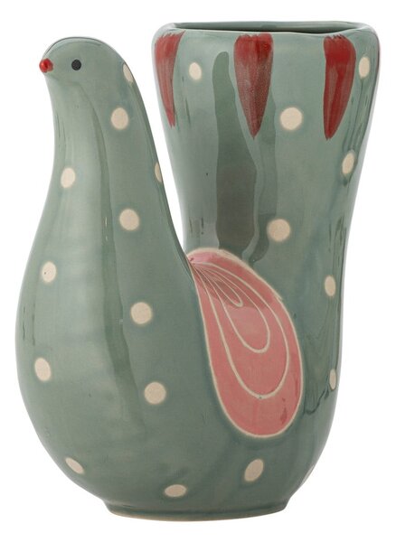 Zielony kamionkowy ręcznie malowany wazon (wysokość 19 cm) Trudy – Bloomingville