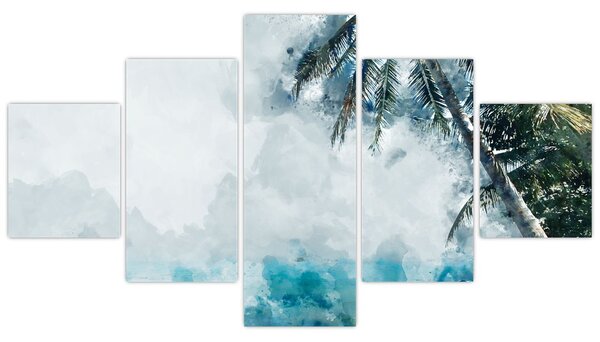 Obraz palmy nad morzem (125x70 cm)