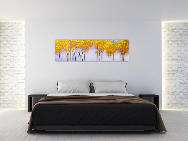 Obraz żółtych drzew (170x50 cm)