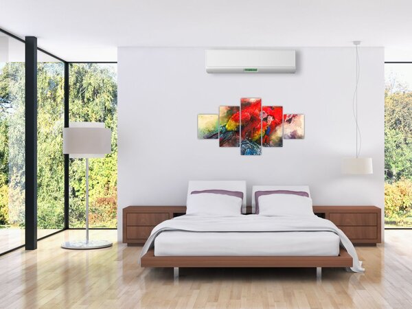 Obraz czerwonych papug Ara (125x70 cm)