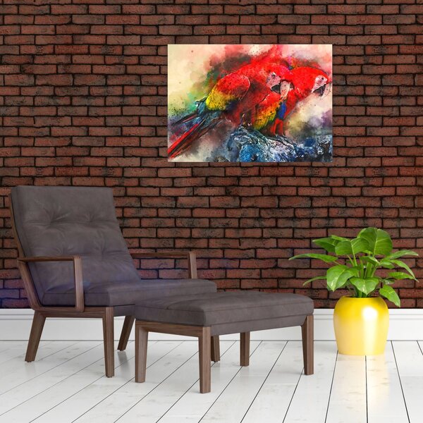 Obraz czerwonych papug Ara (70x50 cm)