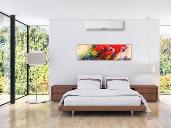 Obraz czerwonych papug Ara (170x50 cm)