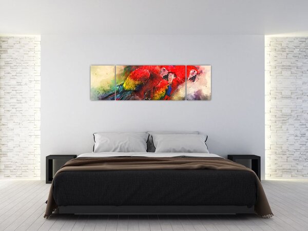 Obraz czerwonych papug Ara (170x50 cm)