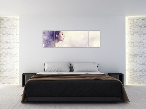 Obraz kobiety z lawendą (170x50 cm)