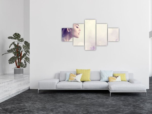 Obraz kobiety z lawendą (125x70 cm)
