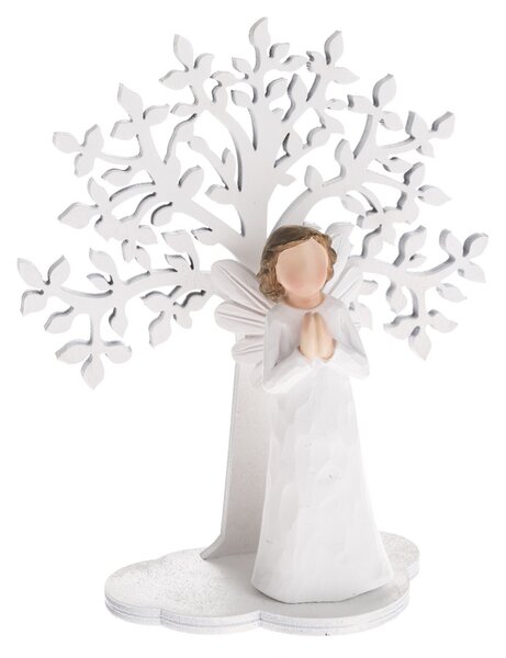 Dekoracja Modlący się aniołek z drzewem, 15 cm