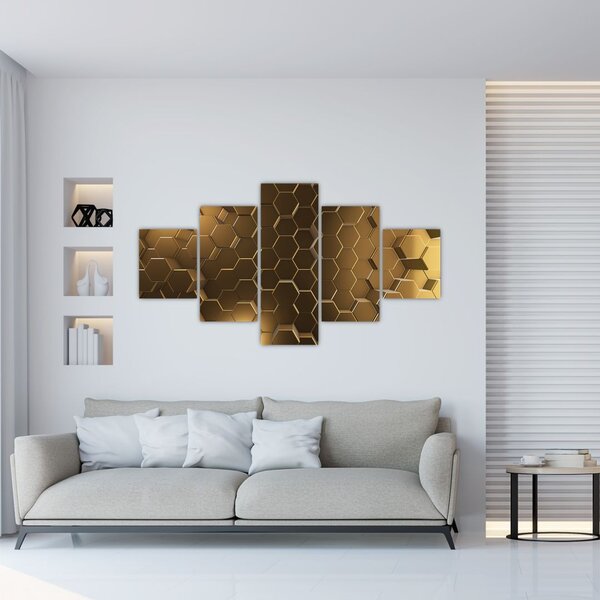 Obraz - Złote sześciokąty (125x70 cm)