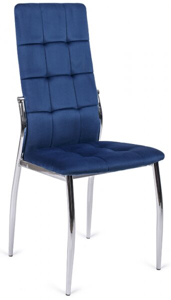 Krzesło Tapicerowane do Jadalni K416 Granatowe Welurowe
