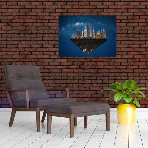Obraz - Wielkie miasto unoszące się w kosmosie (70x50 cm)