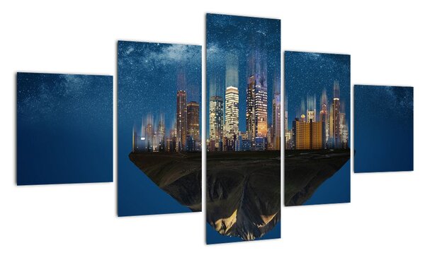 Obraz - Wielkie miasto unoszące się w kosmosie (125x70 cm)