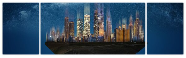 Obraz - Wielkie miasto unoszące się w kosmosie (170x50 cm)