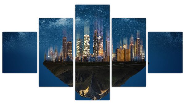 Obraz - Wielkie miasto unoszące się w kosmosie (125x70 cm)