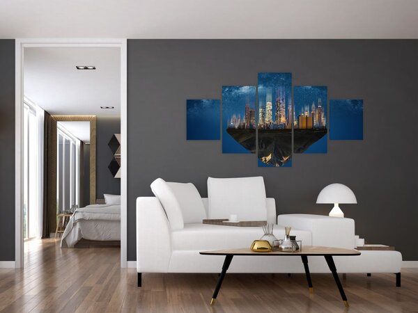 Obraz - Wielkie miasto unoszące się w kosmosie (125x70 cm)