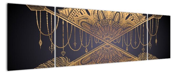 Obraz - Złota mandala ze strzałkami (170x50 cm)
