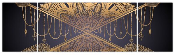 Obraz - Złota mandala ze strzałkami (170x50 cm)