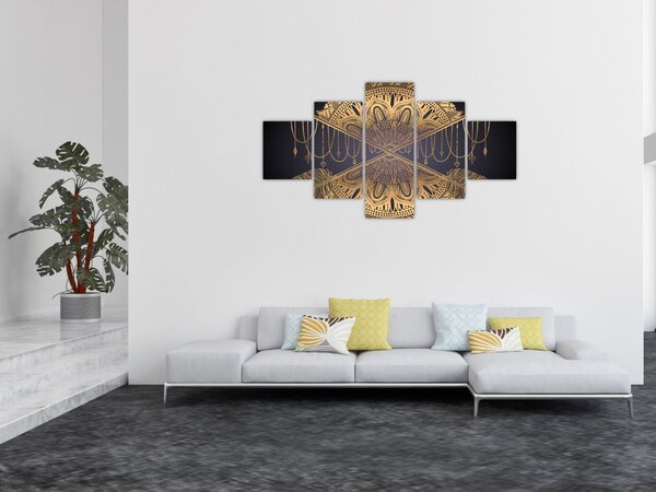 Obraz - Złota mandala ze strzałkami (125x70 cm)