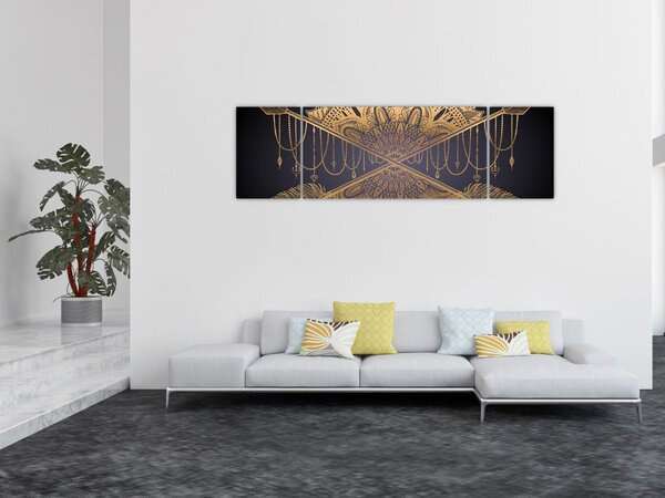 Obraz - Złota mandala ze strzałkami (170x50 cm)