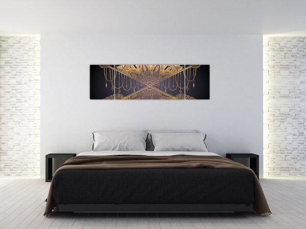 Obraz - Złota mandala ze strzałkami (170x50 cm)