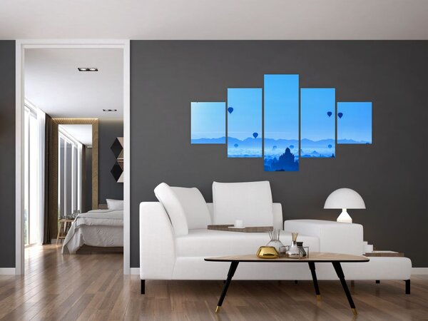 Obraz - Balony nad krajobrazem (125x70 cm)
