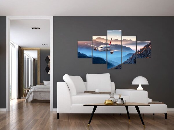Obraz - Samolot nad szczytami gór (125x70 cm)