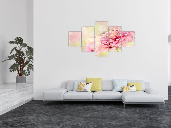 Obraz - Różowy kwiat, akwarela (125x70 cm)