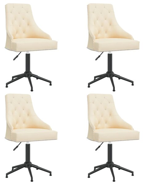 Obrotowe krzesła stołowe, 4 szt., kremowe, obite aksamitem