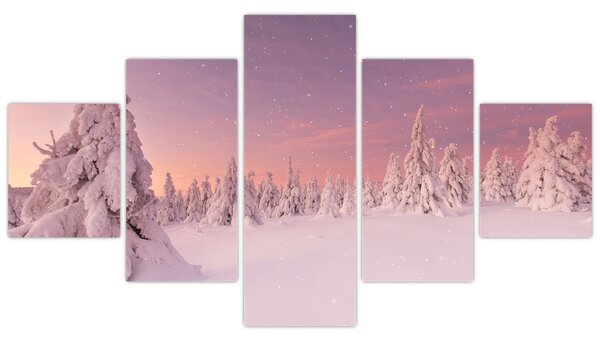 Obraz - Drzewa pod warstwą śniegu (125x70 cm)