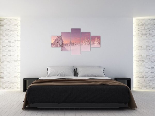 Obraz - Drzewa pod warstwą śniegu (125x70 cm)