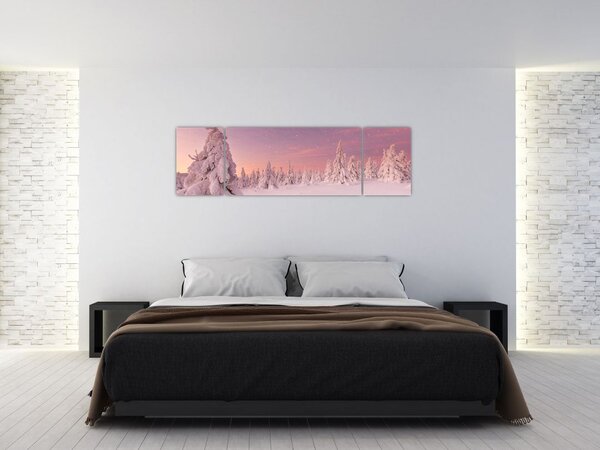 Obraz - Drzewa pod warstwą śniegu (170x50 cm)