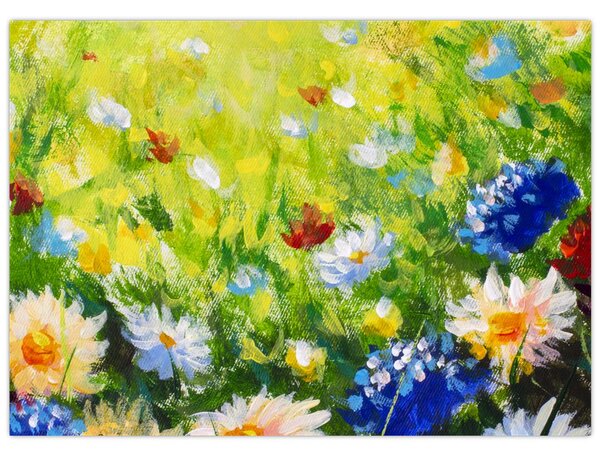 Obraz kwitnącej łąki, obraz olejny (70x50 cm)