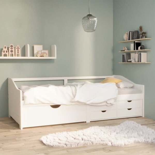 3-osobowa sofa/łóżko z szufladami, biała, sosnowa, 90 x 200 cm