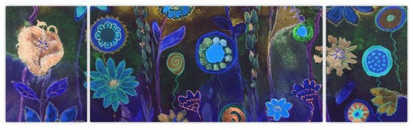Obraz ciemnoniebieskich kwiatów (170x50 cm)