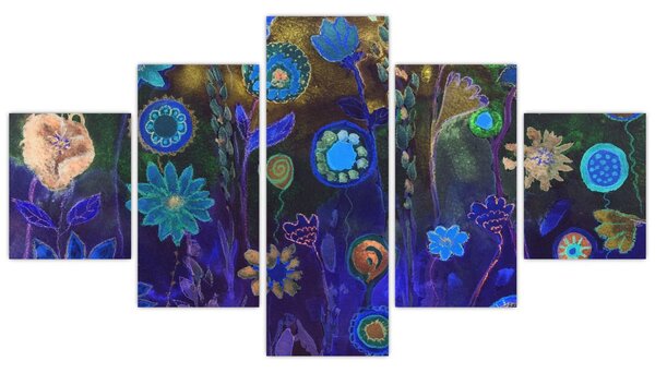 Obraz ciemnoniebieskich kwiatów (125x70 cm)