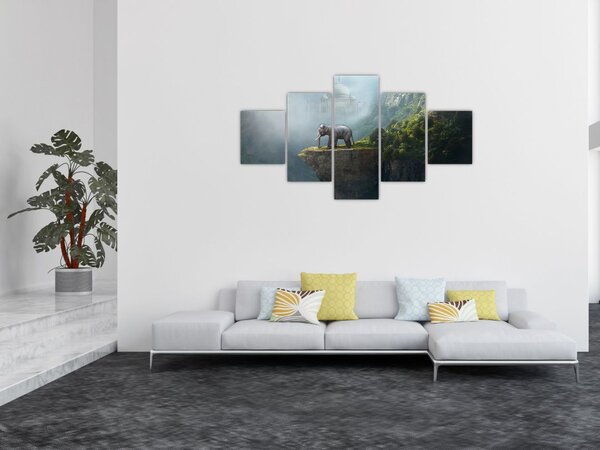 Obraz - Słonie na szczycie Tadż Mahal (125x70 cm)