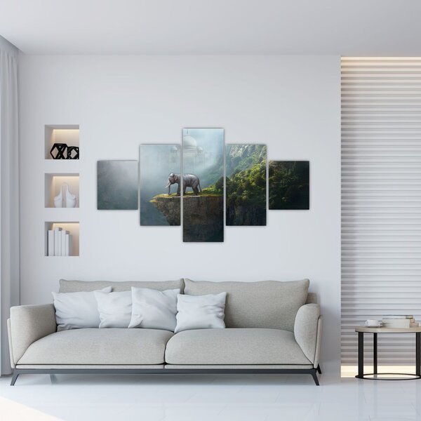 Obraz - Słonie na szczycie Tadż Mahal (125x70 cm)