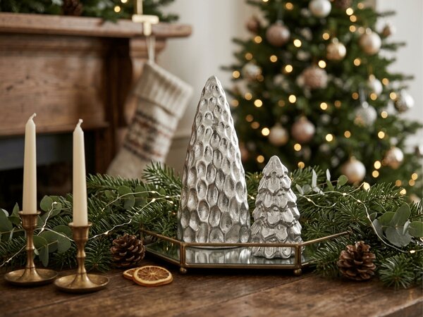 Dekoracja świąteczna choinka SILVER LIGHTS 12 cm, srebrny