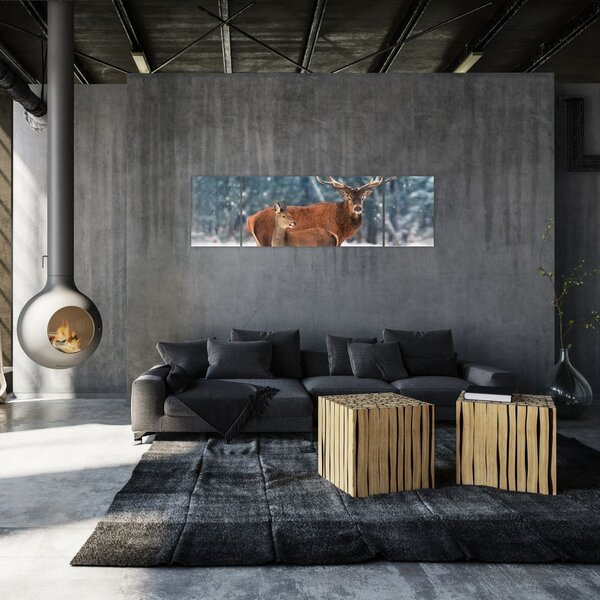 Obraz Jelenia z łanią (170x50 cm)