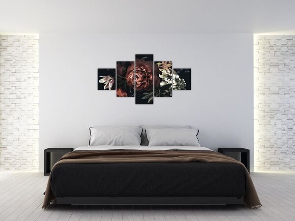 Obraz - Ciemne kwiaty (125x70 cm)